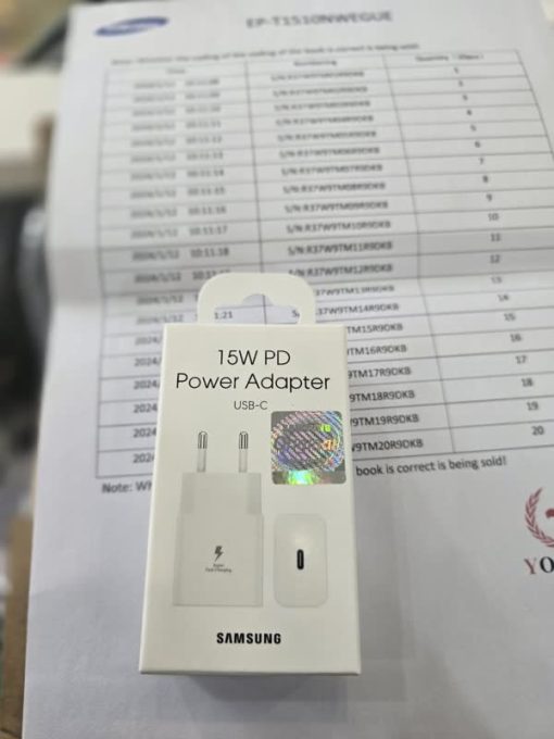 شارژر دیواری اورجینال سامسونگ 15 وات PD، برد سبز، دارای سریال نامبر